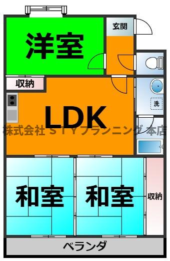 仲介手数料0円！メルローズ2号館の間取り
