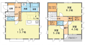 【間取り】 | 【府中町柳ヶ丘】共働きを支える家事ラク動線！18帖超LDK×オール電化の新築戸建