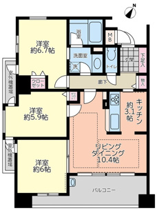 【間取り】 | Ｄ’クラディア西原駅前
