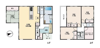 【間取り】 | 【府中町浜田本町】駐車2台可×1階18帖LDK＆和室のある省エネ住宅♪暮らし良い立地