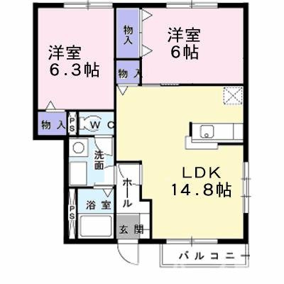 メゾン若葉　Ａの間取り