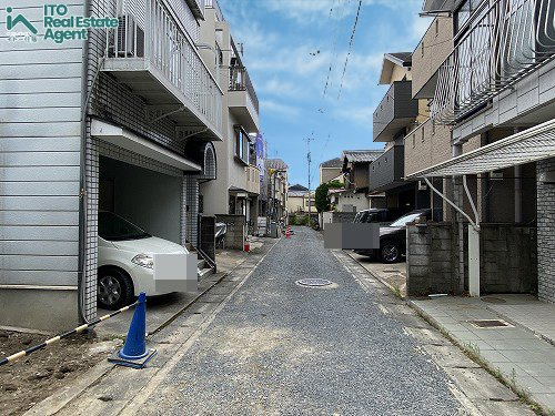 松ケ崎正田町 建築条件付 土地の前面道路含む現地写真
