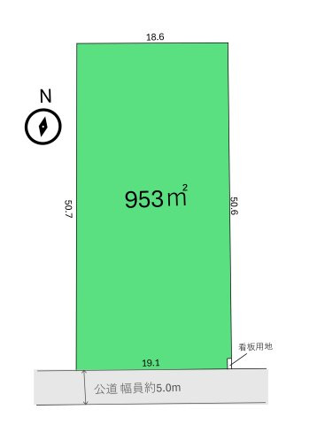 土地 狭山市柏原の区画図|約288坪の敷地