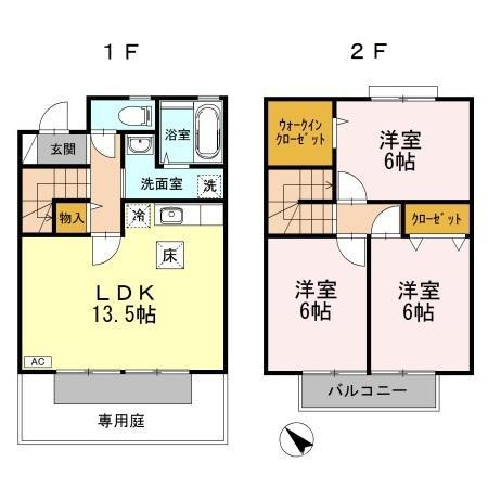 ローズガーデン土器東 A棟の間取り
