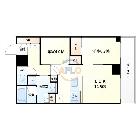 ジオタワー大阪十三　十三小学校の間取り|間取り