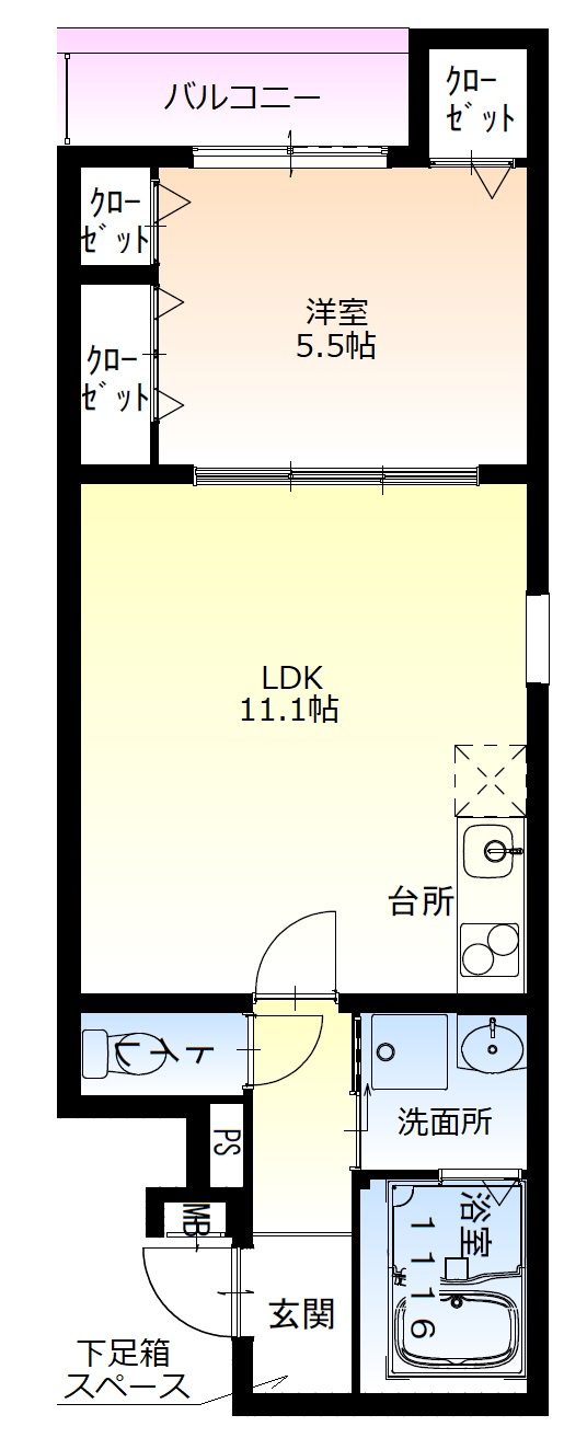 フジパレス十三北Ⅱ番館の間取り