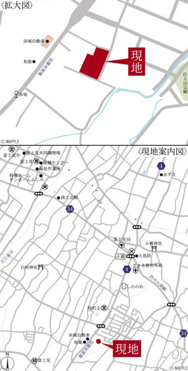 【新築】前橋市富士見町時沢第12　２号棟(全５棟)　リーブルガーデン　新築建売分譲の地図