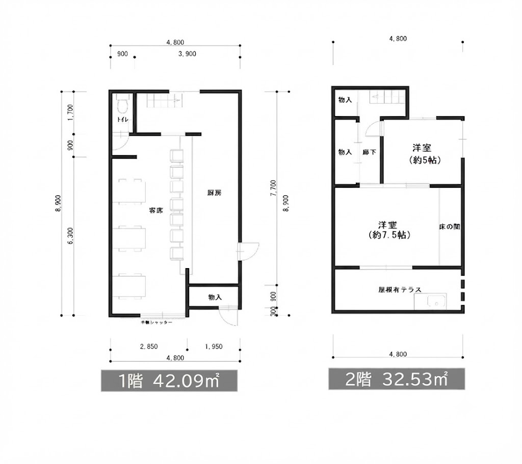 四貫島1丁目　1階路面テナンの間取り