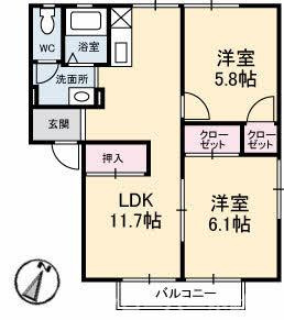 グレースフジ B棟の間取り