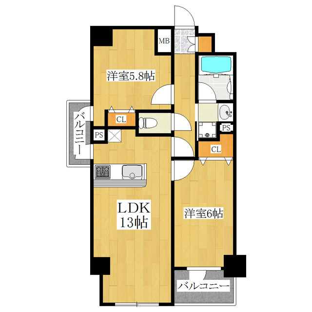 ラフィスタ王子神谷の間取り|角部屋☆広々２ＬＤＫタイプ☆