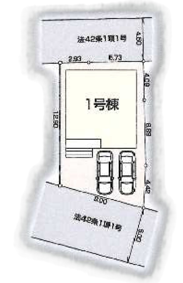 清瀬市竹丘3丁目・全1棟　新築一戸建　～太陽光発電標準搭載～の区画図|カースペース並列2台可能。