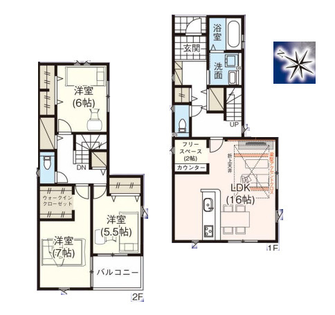 上尾市上　32期　新築一戸建て　グラファーレ　01の間取り|【全2棟・1号棟】上尾市上　32期　新築一戸建て　グラファーレ　01・3LDK・土地面積137.82m2・建物面積100.19m2