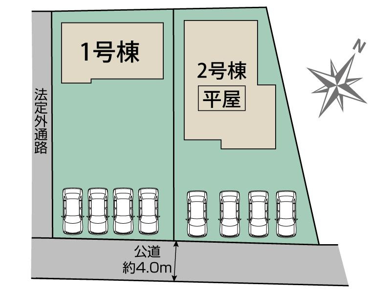 BLOOMING GARDEN　吉見町久保田の区画図|図面と現況が異なる場合、現況を優先とします。【2号棟】