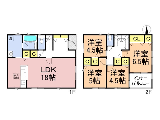 クワイエ　大垣市和合新町第1　全2区画分譲の間取り|■1号棟　■ヤマダ不動産　株式会社リライフ　
■夢のマイホーム購入をフルサポートします！