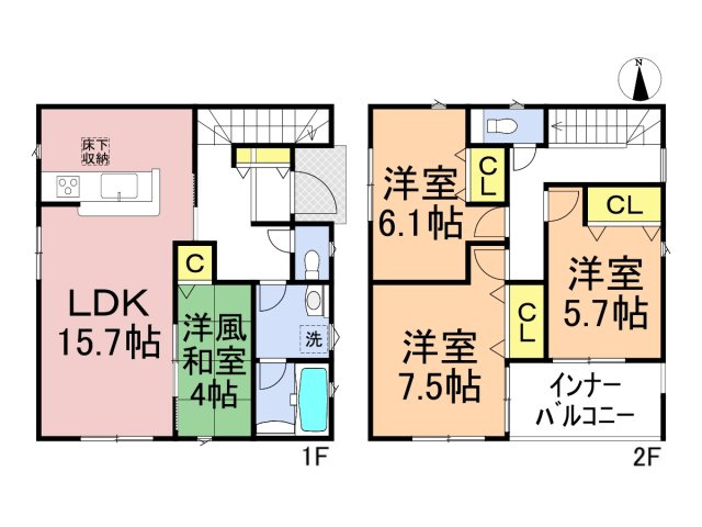 クワイエ　大垣市和合新町第1　全2区画分譲の間取り|■2号棟　■ヤマダ不動産　株式会社リライフ　
■夢のマイホーム購入をフルサポートします！