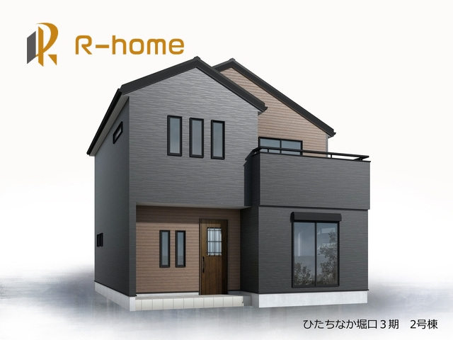 ひたちなか市堀口3期　新築戸建て　2号棟の外観パース|2026年8月完成予定！近隣の同仕様完成物件をご見学いただけます♪