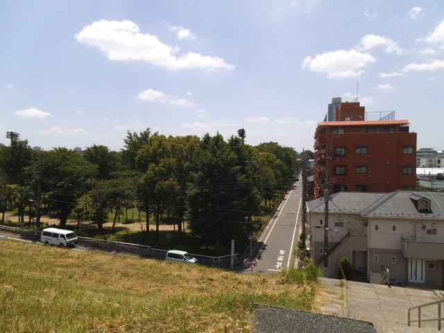 ヒルズセントポールの外観|右側のブラウンの物件！河川敷から撮ってみました！