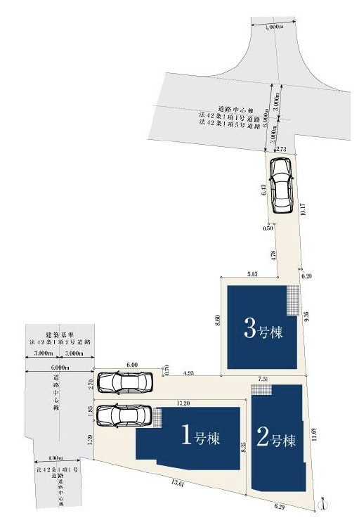 世田谷区給田5丁目　新築戸建　全3棟の区画図|区画図