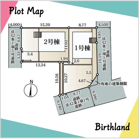 新築戸建・新築建売　須賀川市朝日田第1　第三小・第三中の区画図|駐車スペース1台可能です！敷地面積約53.73坪でゆったり！