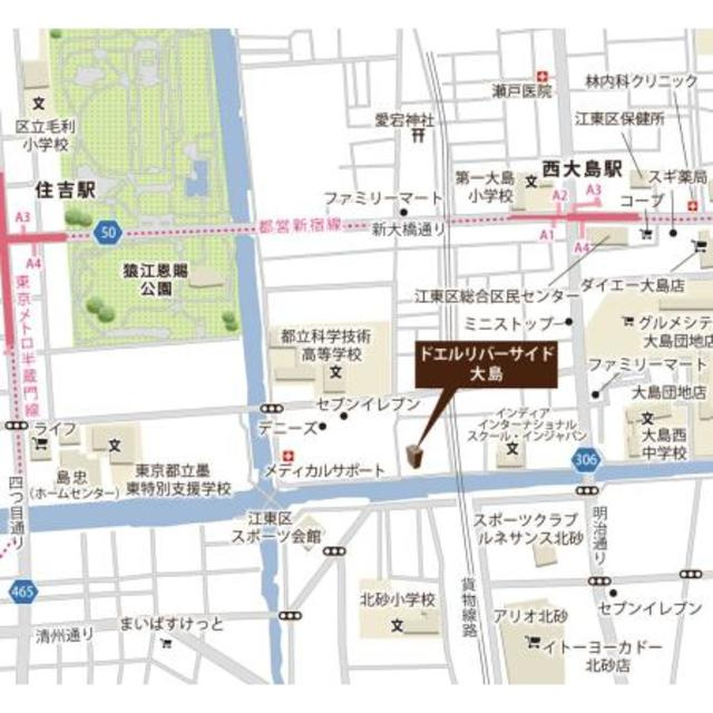 ドエルリバーサイド大島の地図