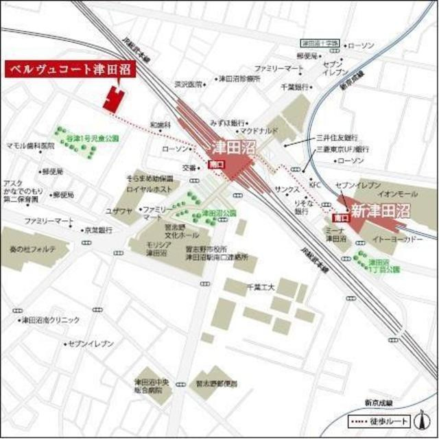 ベルヴュコート津田沼の地図