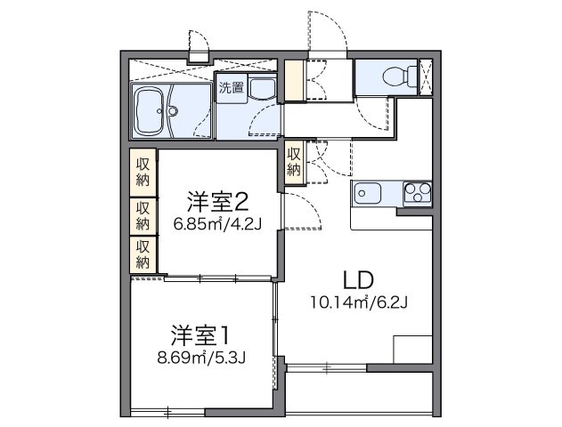 【間取り】 | レオパレスポテトハウスⅡ