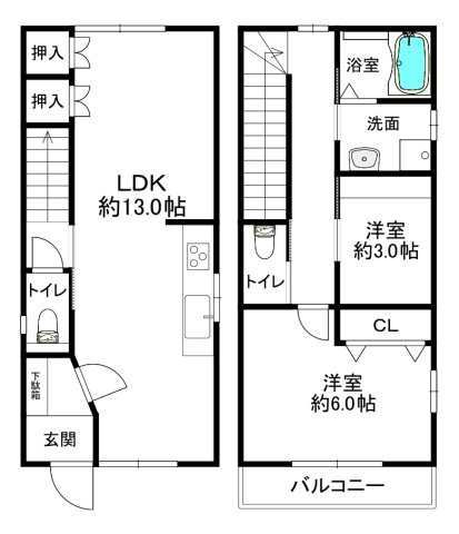 神戸市長田区駒ヶ林町6丁目の間取り