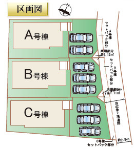 ハートフルタウン／東区新南部4丁目370番／B号棟の区画図