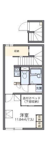 レオパレスロイヤルガーデン内免の間取り