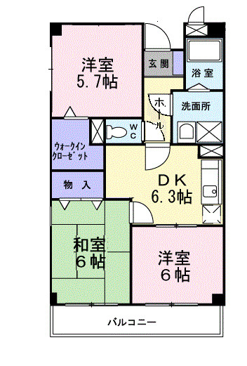 【間取り】 | エスポワールいずみ野 | 広々した３DKの間取りです！