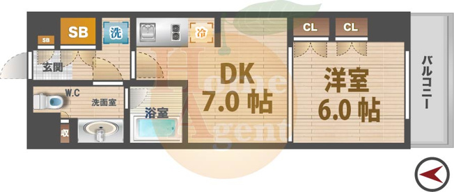 【間取り】 | パークスフィア中野富士見町 | 広い1DKの洋室。とってもきれいです。