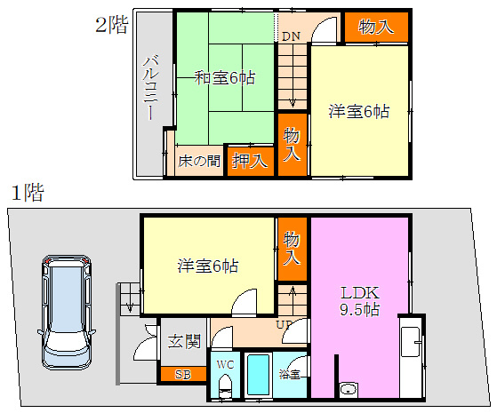 塩屋町９丁目貸家の間取り