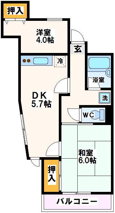 世田谷区千歳台３丁目の賃貸マンションの間取り