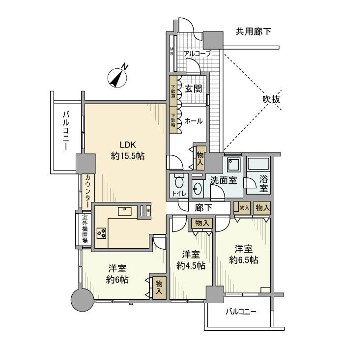 蓮生寺公園通り三番街第五号棟の間取り