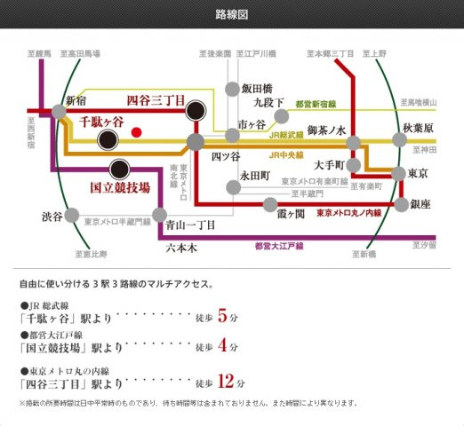 プラウドフラット新宿御苑の地図|路線図