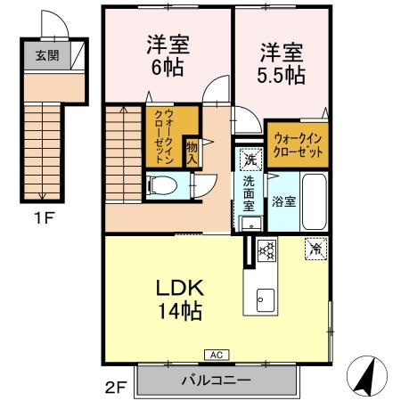 【間取り】 | モダンコート野多目 B棟