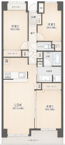 【間取り】 | 港北ニュータウンパークサイドハイツ３番館