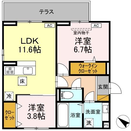 【間取り】 | (仮称)D-ROOM神明町ⅡA