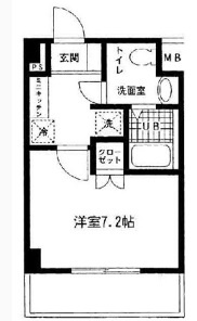 フルーレ池上の間取り|南東向きバルコニー洋室7.2帖バストイレ別独立洗面台の1L