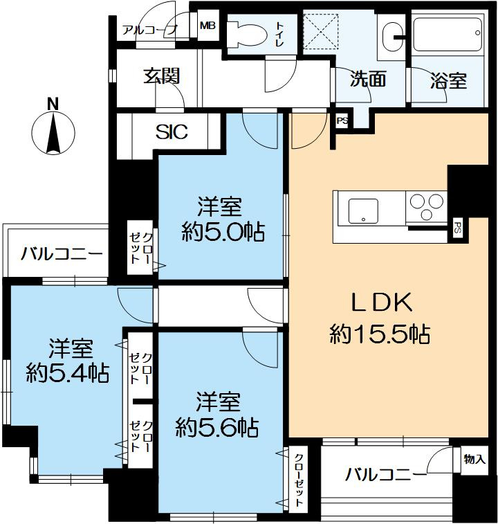 パレステージ四ツ橋の間取り|２０２６年１０月１３日室内リフォーム完了。１５階建ての９階住戸、南西角部屋です。