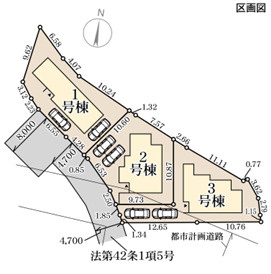 リーブルガーデン平群町吉新3期の区画図