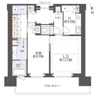 【間取り】 | グラングリーン大阪 THE NORTH RESIDENCE | 【間取り】22階・1LDK北向き住戸☆淀川花火大会鑑賞可能！