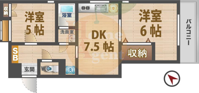 【間取り】 | メゾン美羅樹Ⅱ | 2DKのお部屋です。