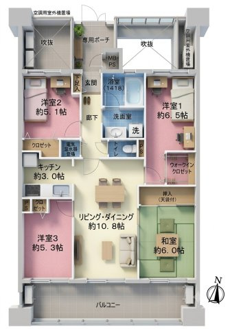 ライオンズマンション大原駅前の間取り|AL大原駅徒歩3分