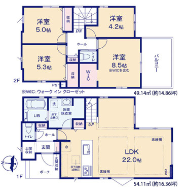 福岡市城南区樋井川2期　1号棟の間取り