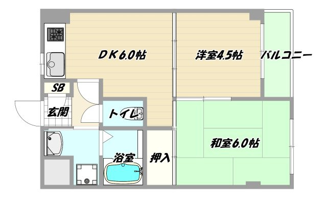 大阪市淀川区木川西４丁目の賃貸マンションの間取り