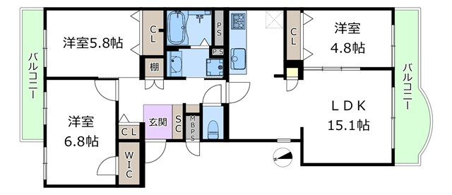 【間取り】 | メゾン千里丘Ｔ棟5番街 | エイブルにて取扱い可能な住宅ローンは、全部で10種類以上！お客様にピッタリの住宅ローンを当社のFPよりご案内させて頂きます。住宅ローンのご相談だけでも、お気軽にご相談下さいませ。