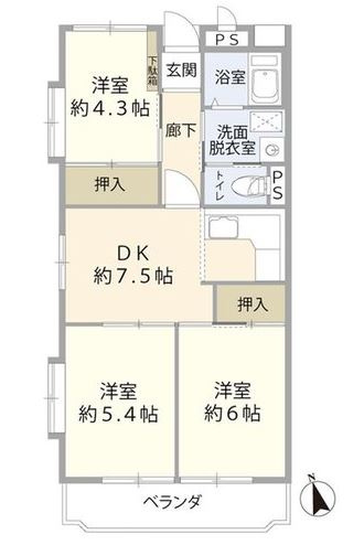 【中古マンション】サンハイツ川越の間取り
