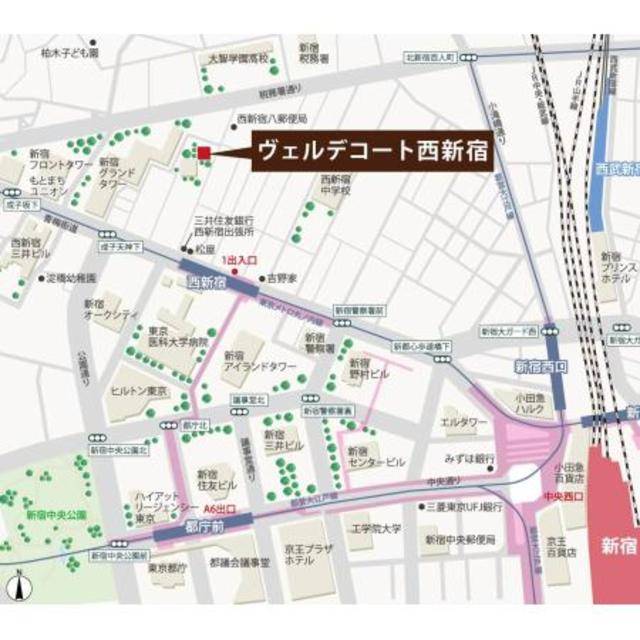 ヴェルデコート西新宿の地図
