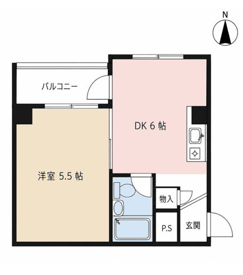 【間取り】 | マドレーヌ子安町 | 1DKはダイニングキッチンと居室が分かれているため、食事とくつろぎの空間を分けられるのがメリット。ワンルームよりも生活空間にメリハリをつけやすく、広々とした空間で余裕のあるな生活を送れる点が魅力です。